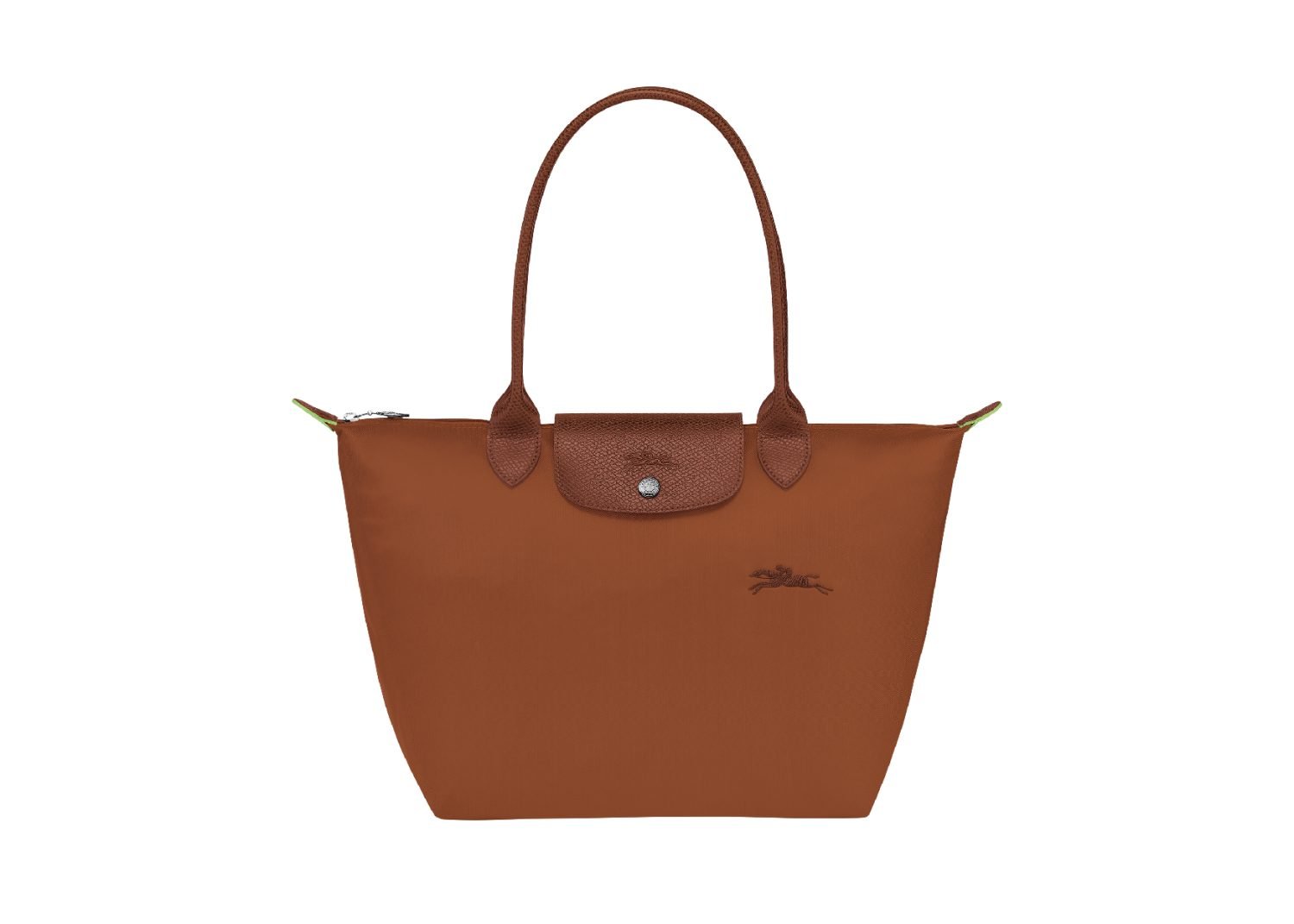 longchamp le pliage green medium tote bag cognac