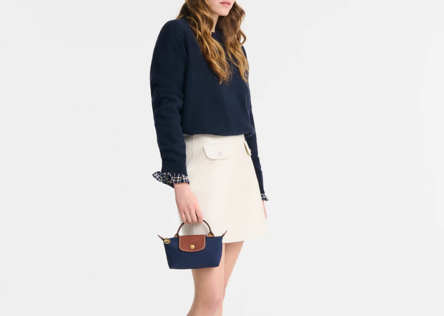 longchamp le pliage original pouch with handle navy