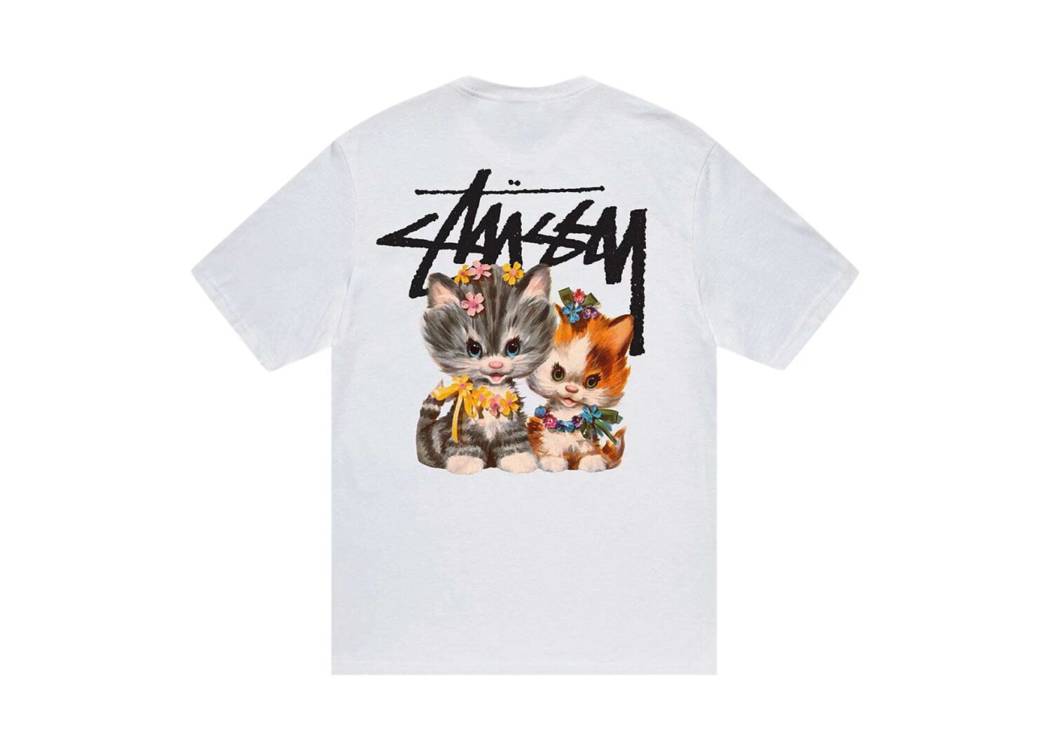 stussy kittens tee white