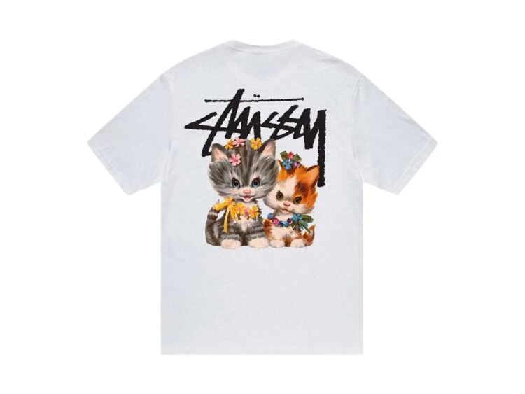 stussy kittens tee white