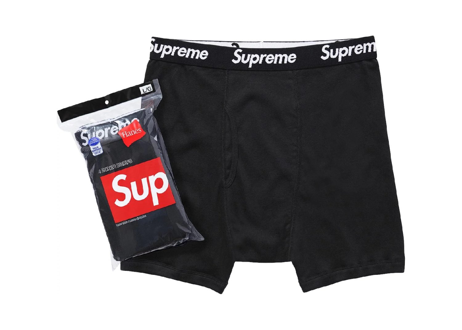 supreme hanes boxer briefs (4 pack) black