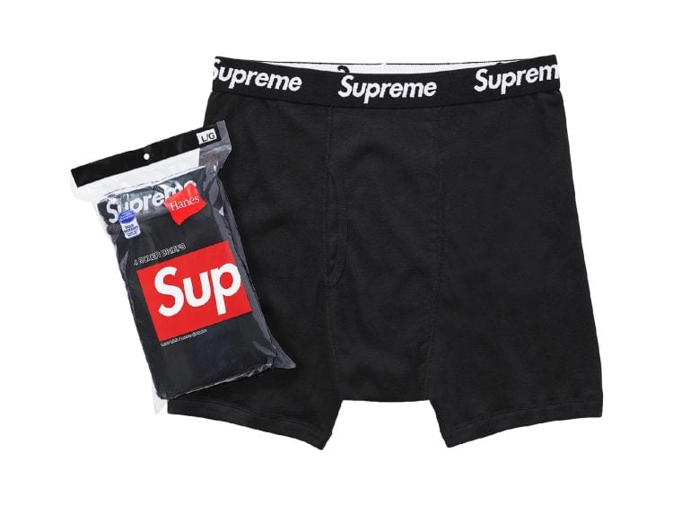 supreme hanes boxer briefs (4 pack) black