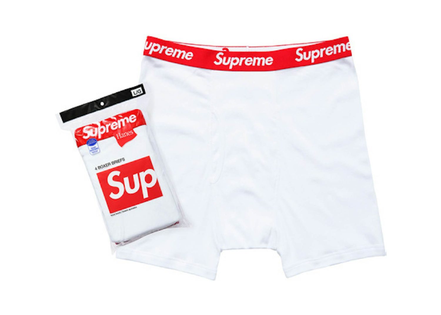 supreme hanes boxer briefs (4 pack) white