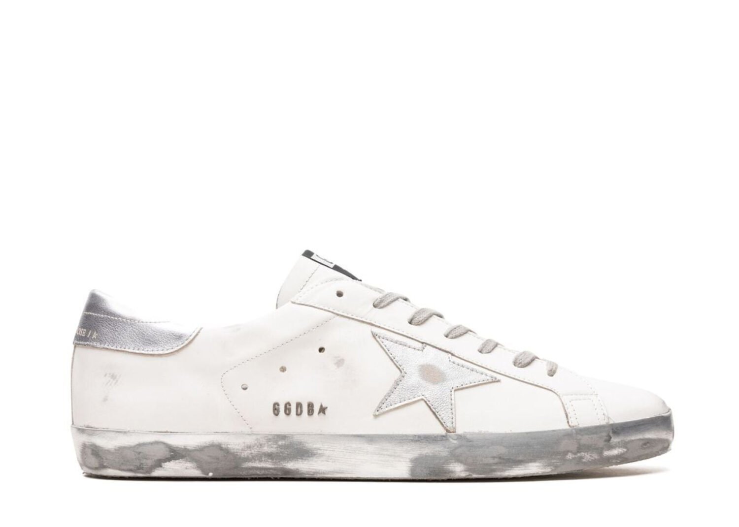 golden goose super star white silver glitter