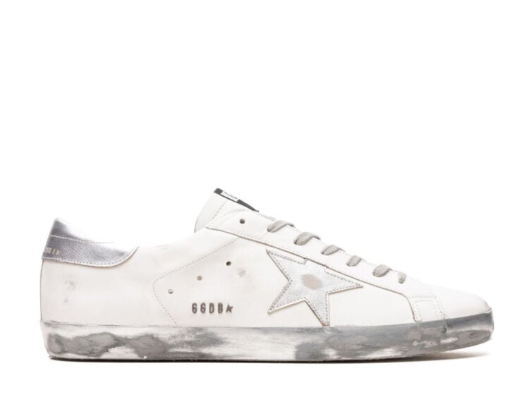 golden goose super star white silver glitter