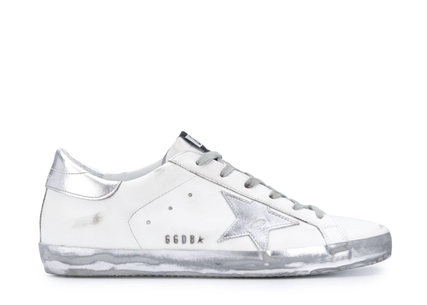 golden goose super star white silver sparkle (w)