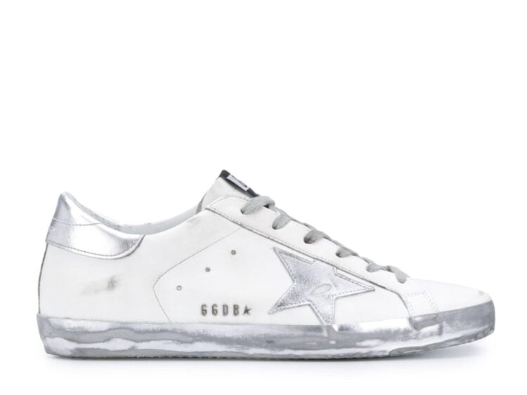 golden goose super star white silver sparkle (w)