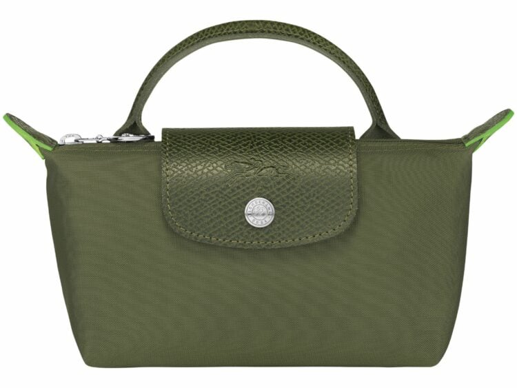 longchamp le pliage green pouch with handle forest