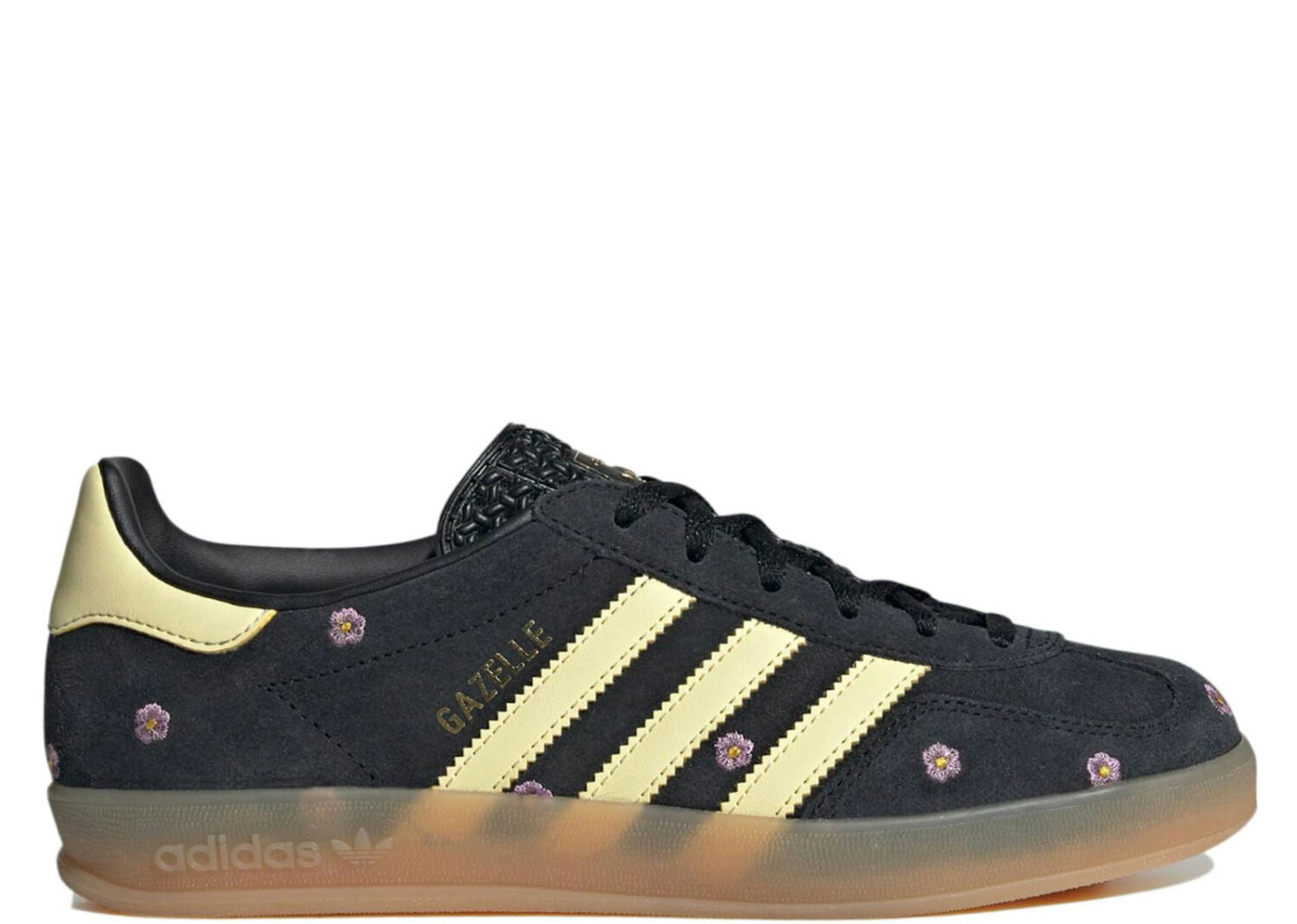 adidas gazelle indoor core black almost yellow floral (w)