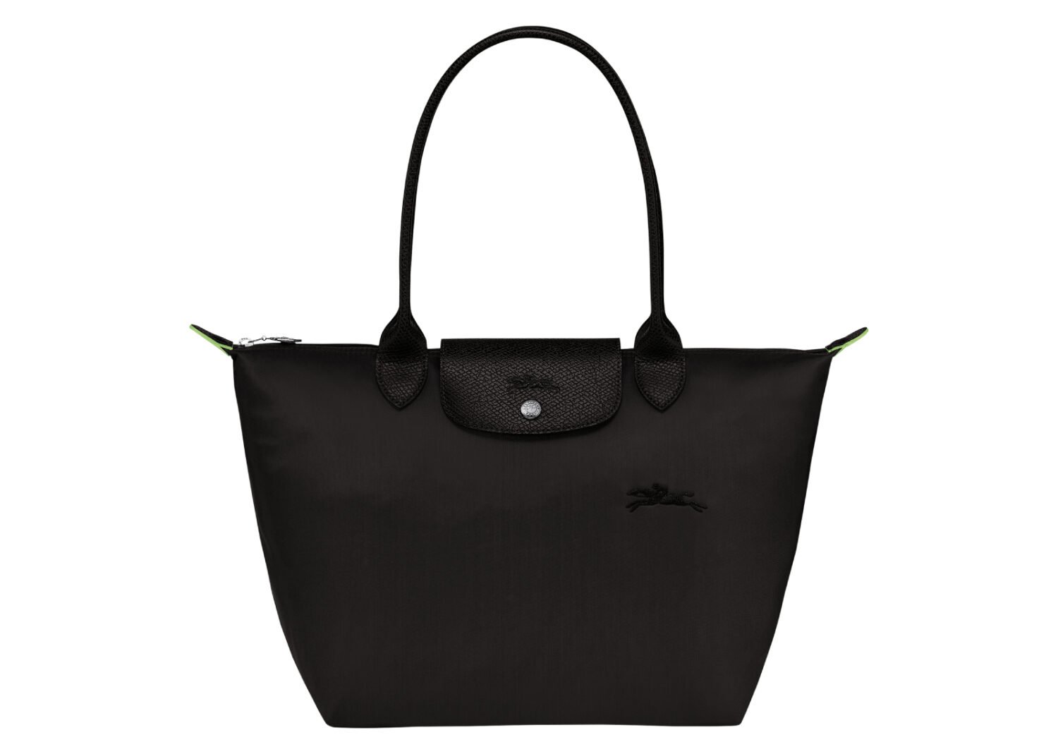 longchamp le pliage green medium tote bag black