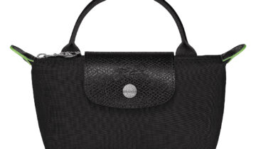 Longchamp Le Pliage Green Pouch With Handle Black