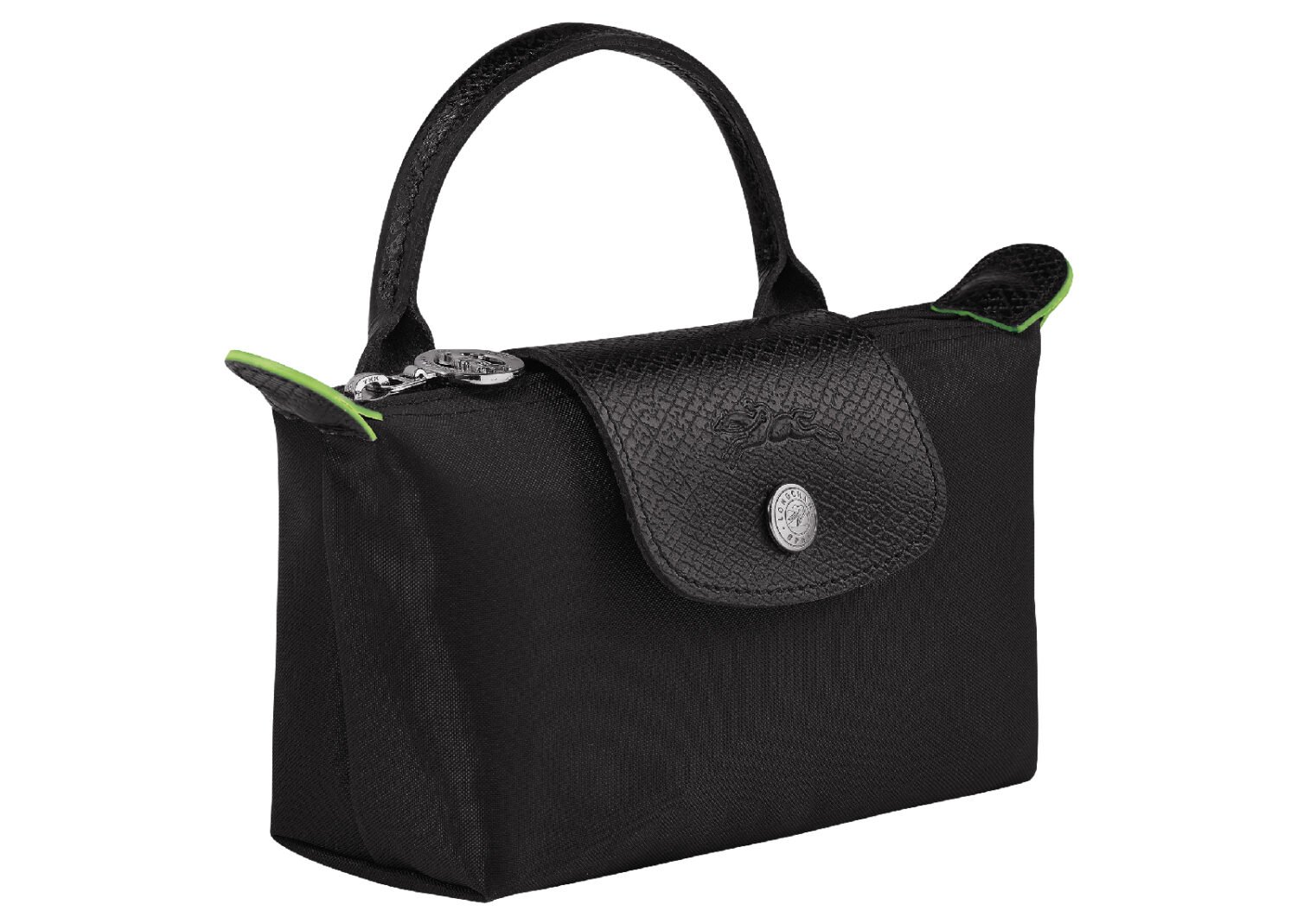 longchamp le pliage green pouch with handle black3