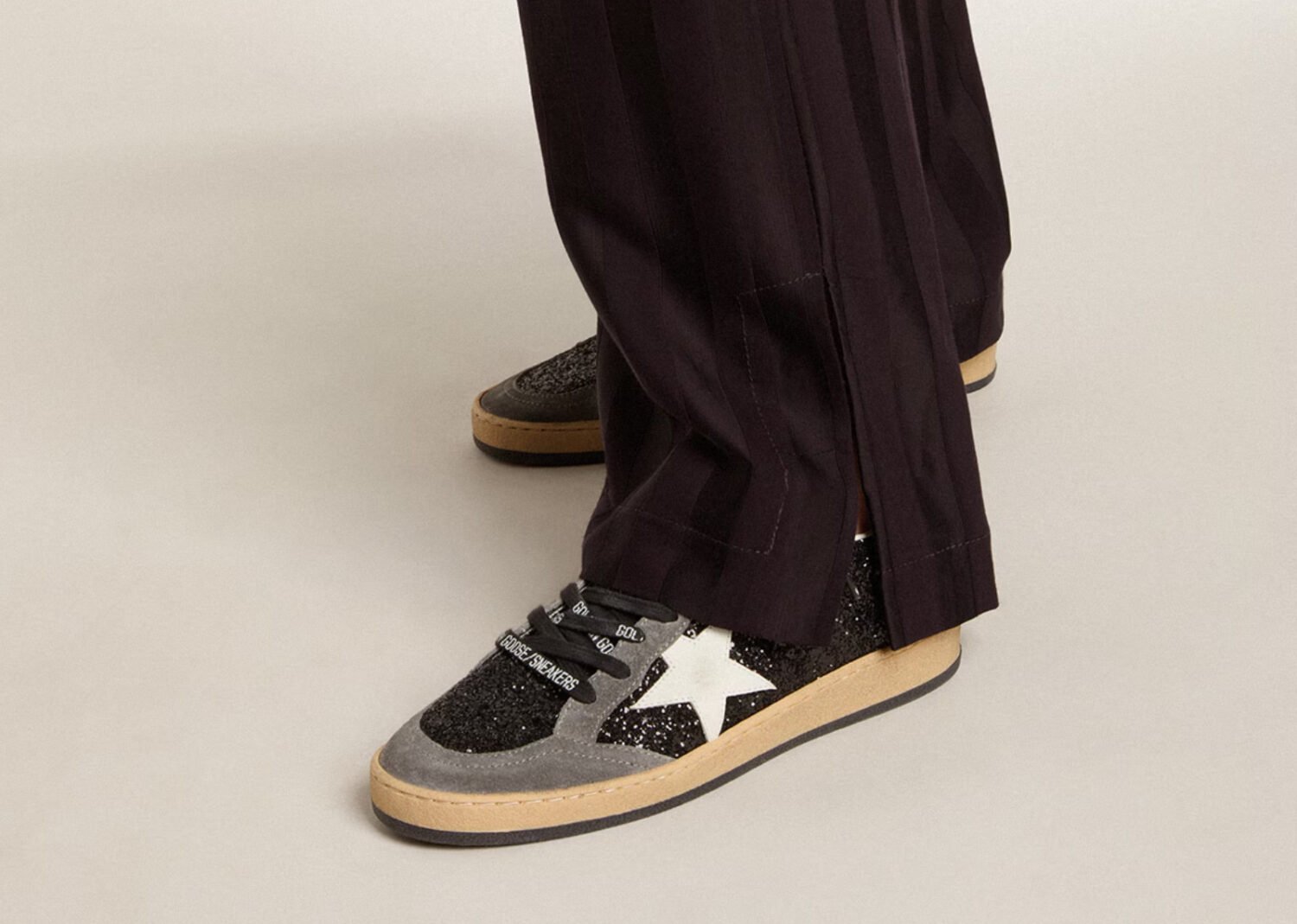 golden goose ball star black glitter gray white (w)