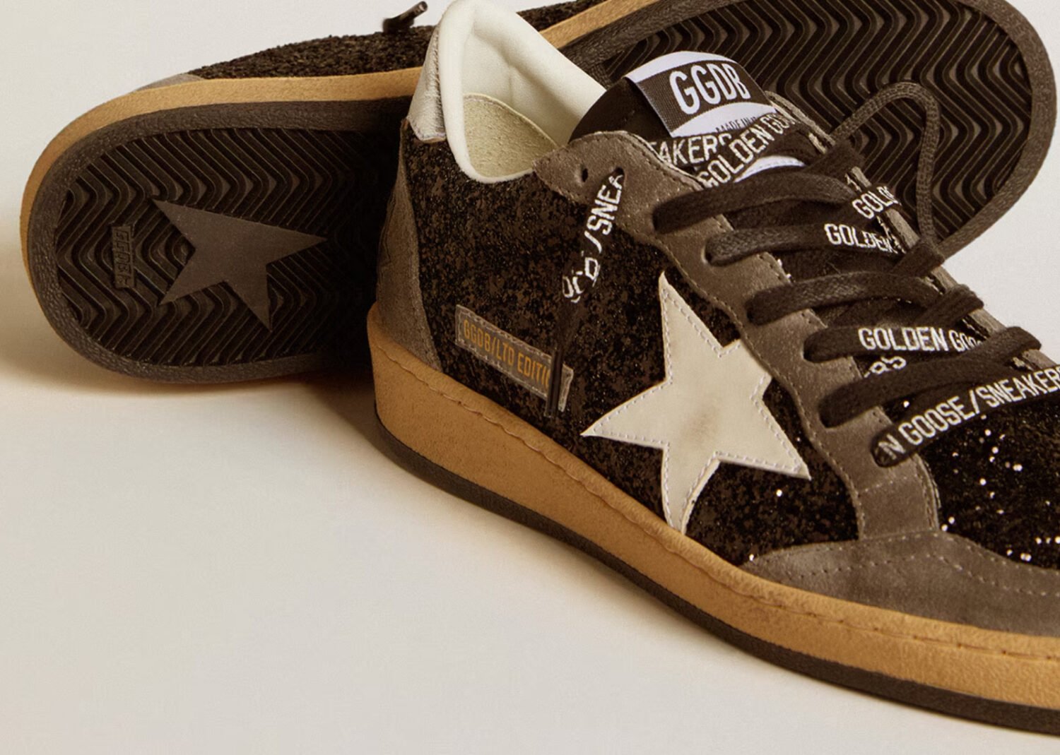 golden goose ball star black glitter gray white (w)