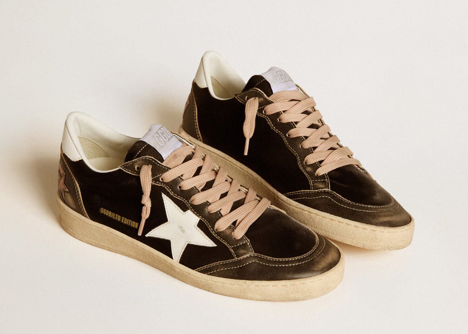 golden goose ball star black velvet black white leather (w)