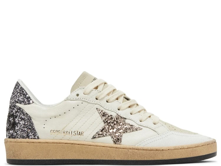 golden goose ball star white beige silver glitter