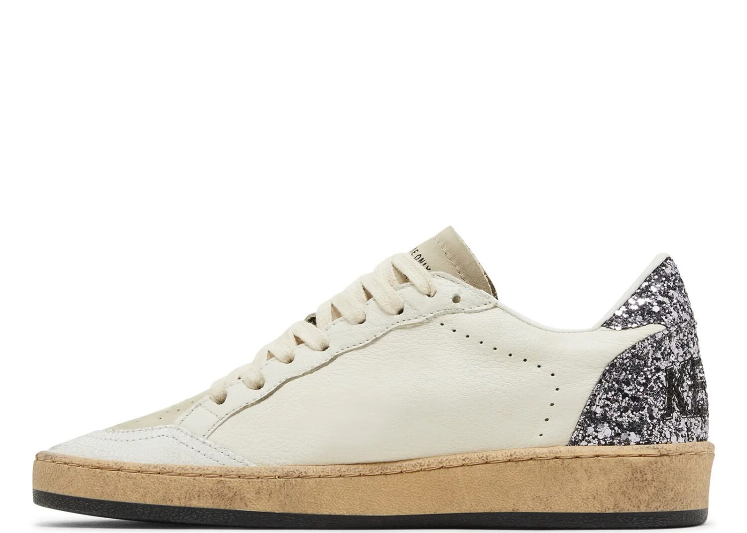 golden goose ball star white beige silver glitter