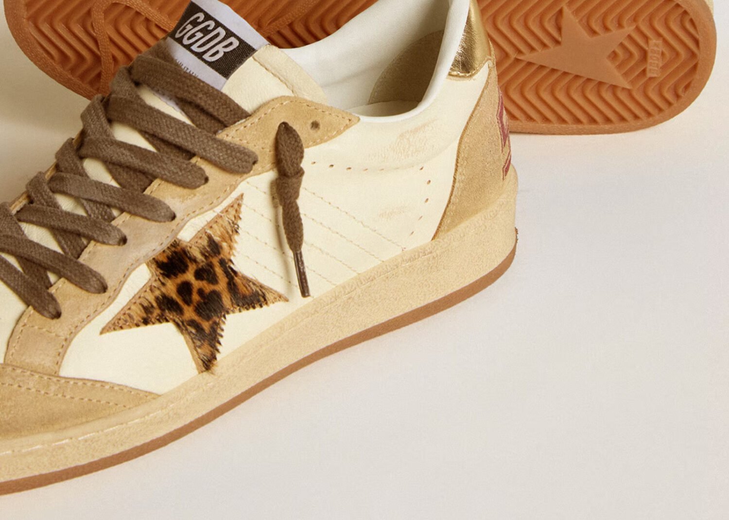 golden goose ball star white nappa sand suede