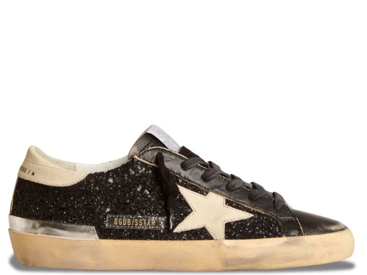 golden goose super star black glitter nappa cream (w)