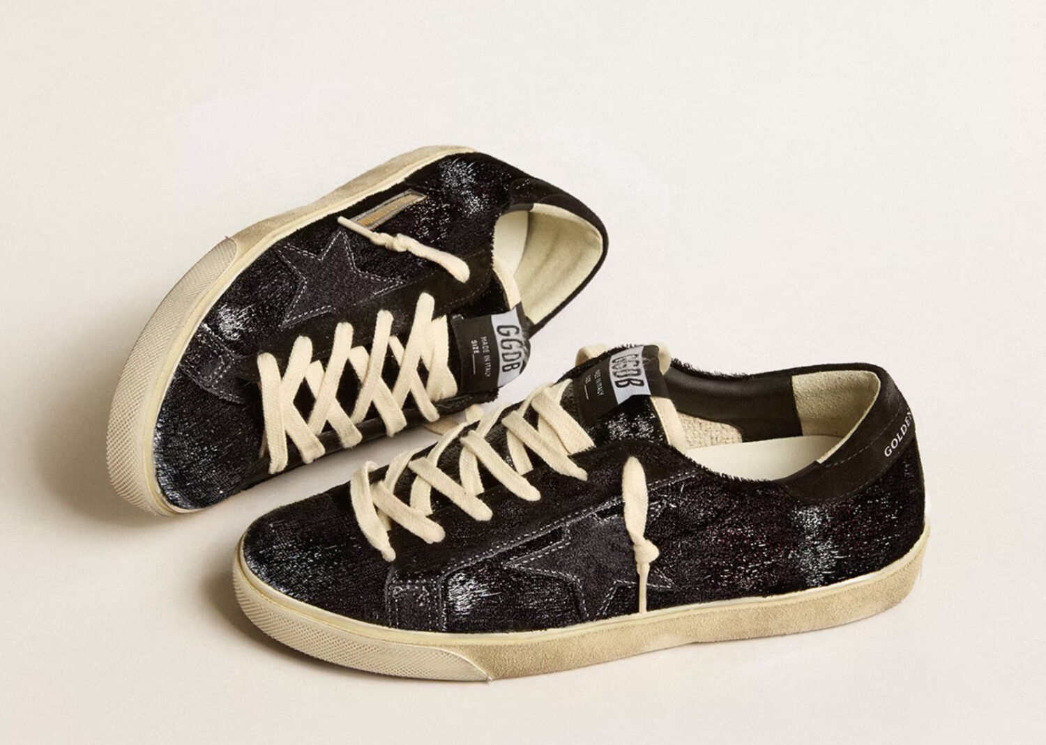 golden goose super star black velvet black suede