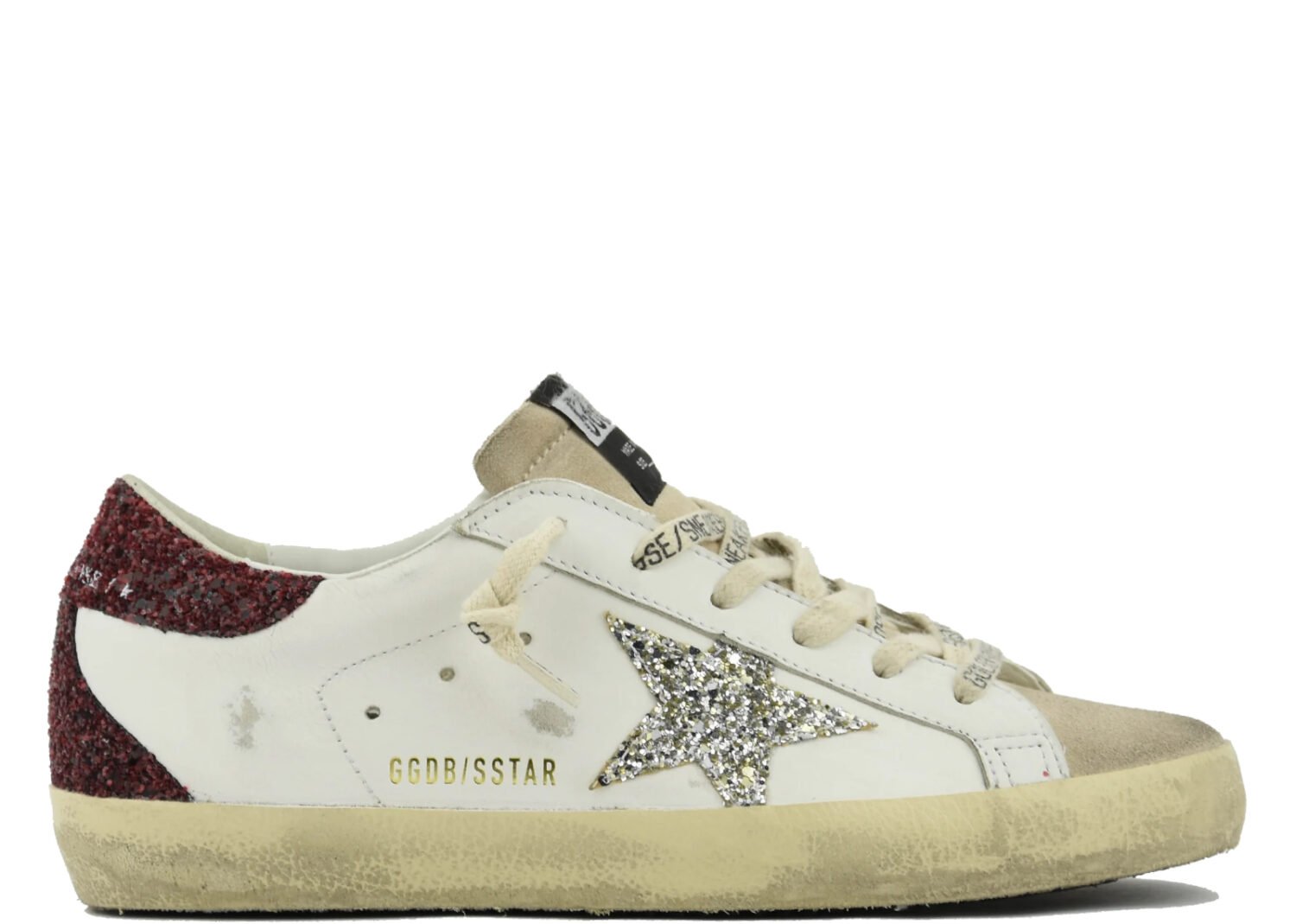 golden goose super star bordeaux silver glitter