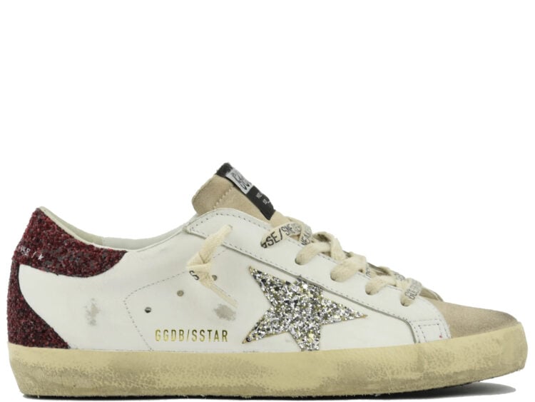 golden goose super star bordeaux silver glitter