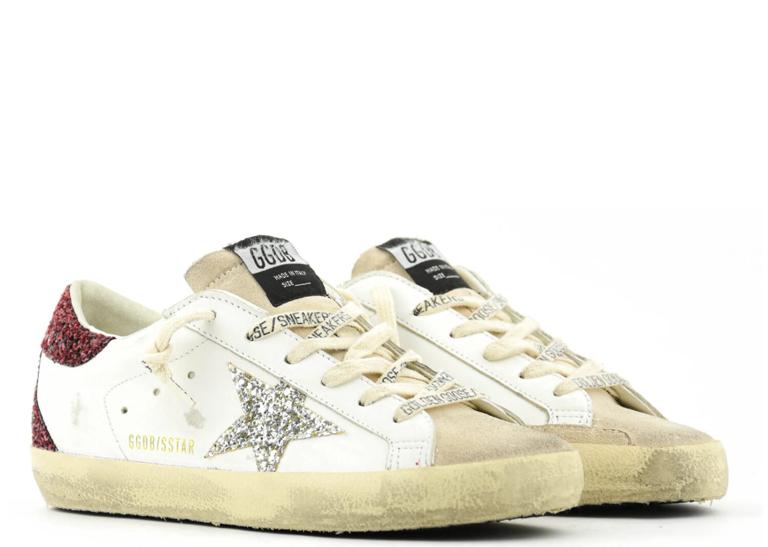 golden goose super star bordeaux silver glitter