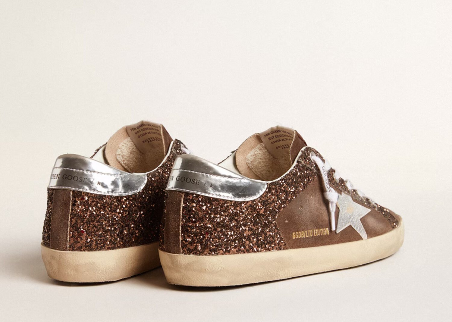 golden goose super star brown glitter brown suede