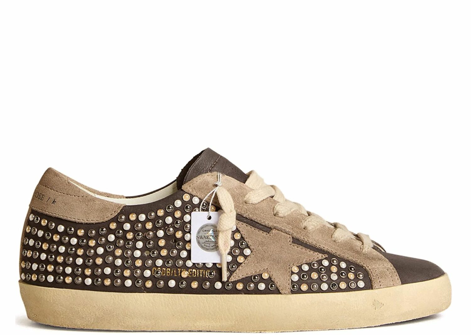 golden goose super star gray swarovski pearls dove (w)