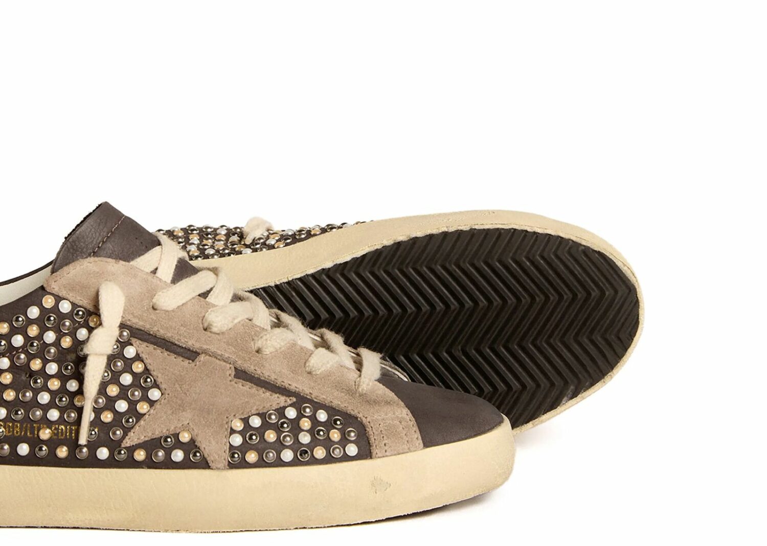 golden goose super star gray swarovski pearls dove (w)