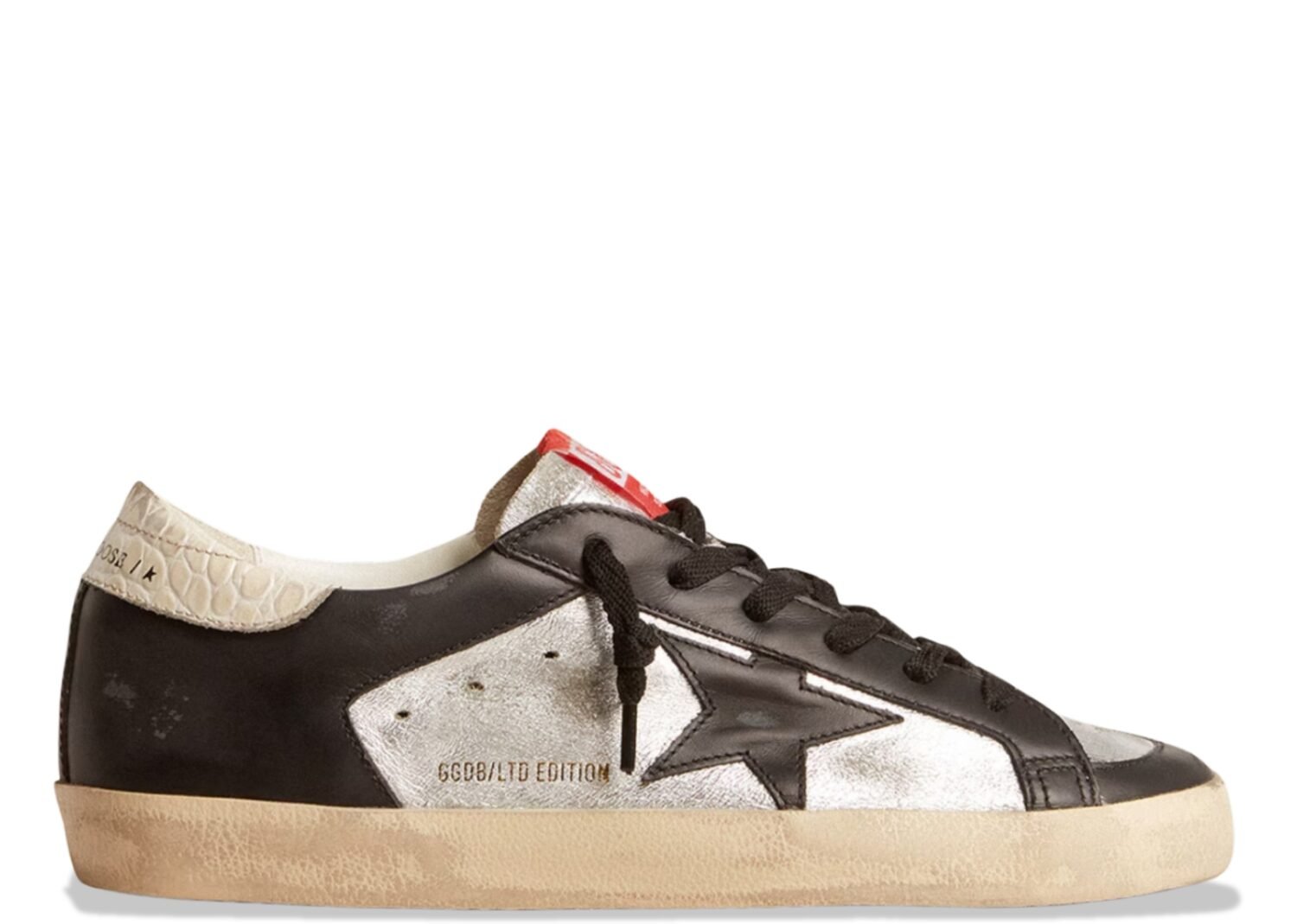 golden goose super star leather metallic silver black