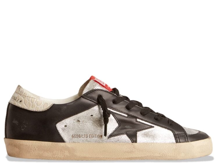 golden goose super star leather metallic silver black