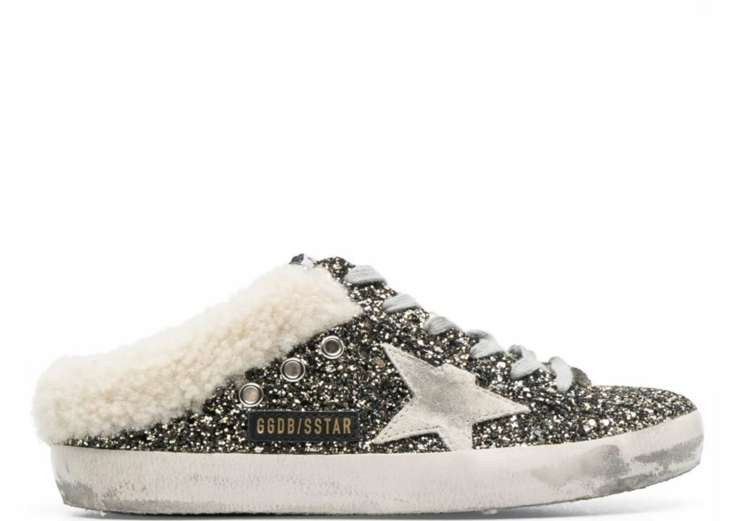 golden goose super star sabot glitter shearling (w)