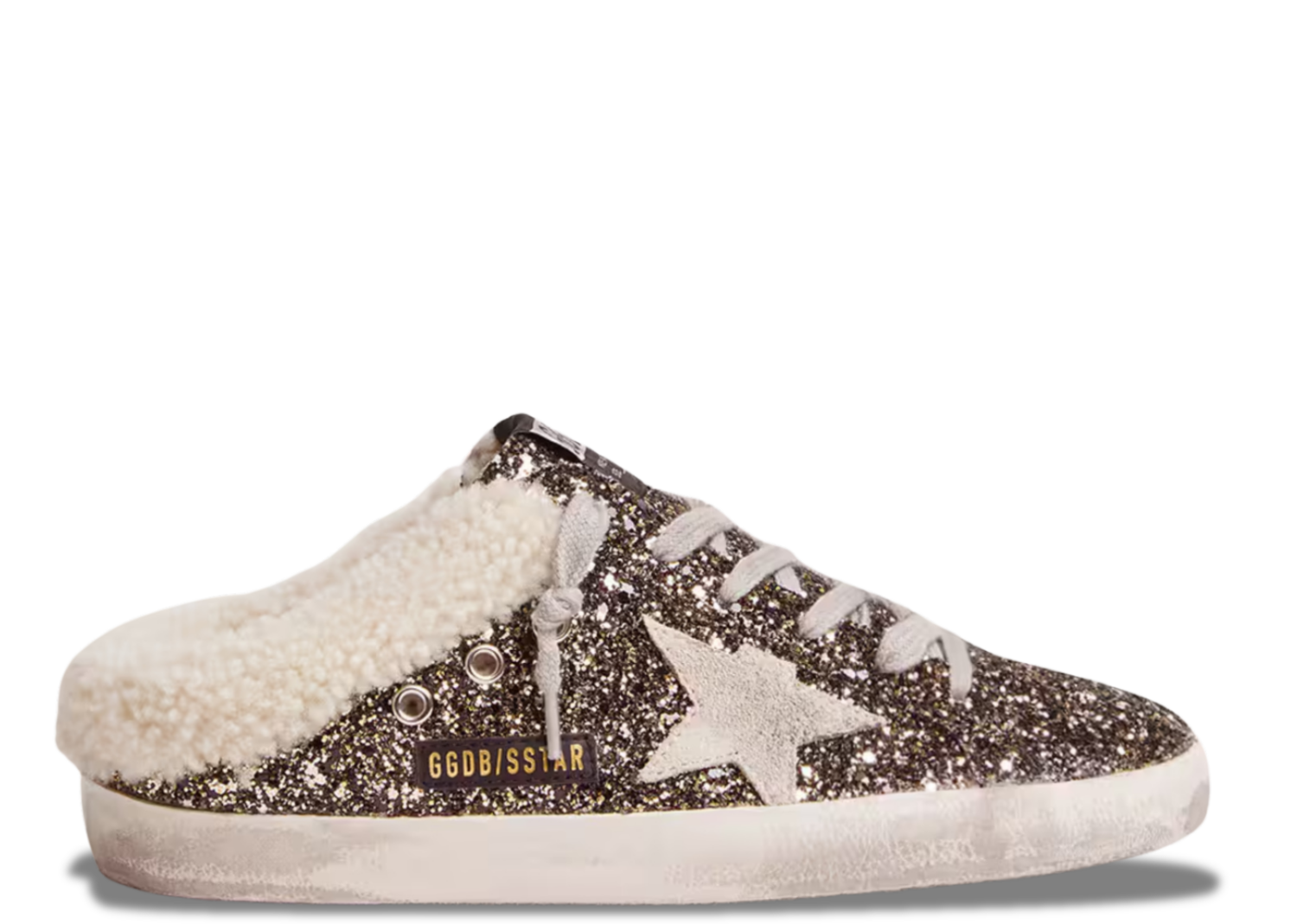 golden goose super star sabot glitter shearling (w)