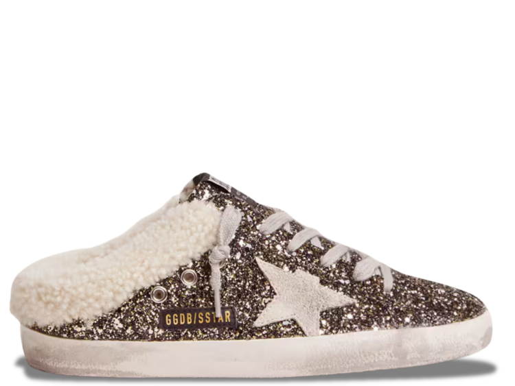 golden goose super star sabot glitter shearling (w)