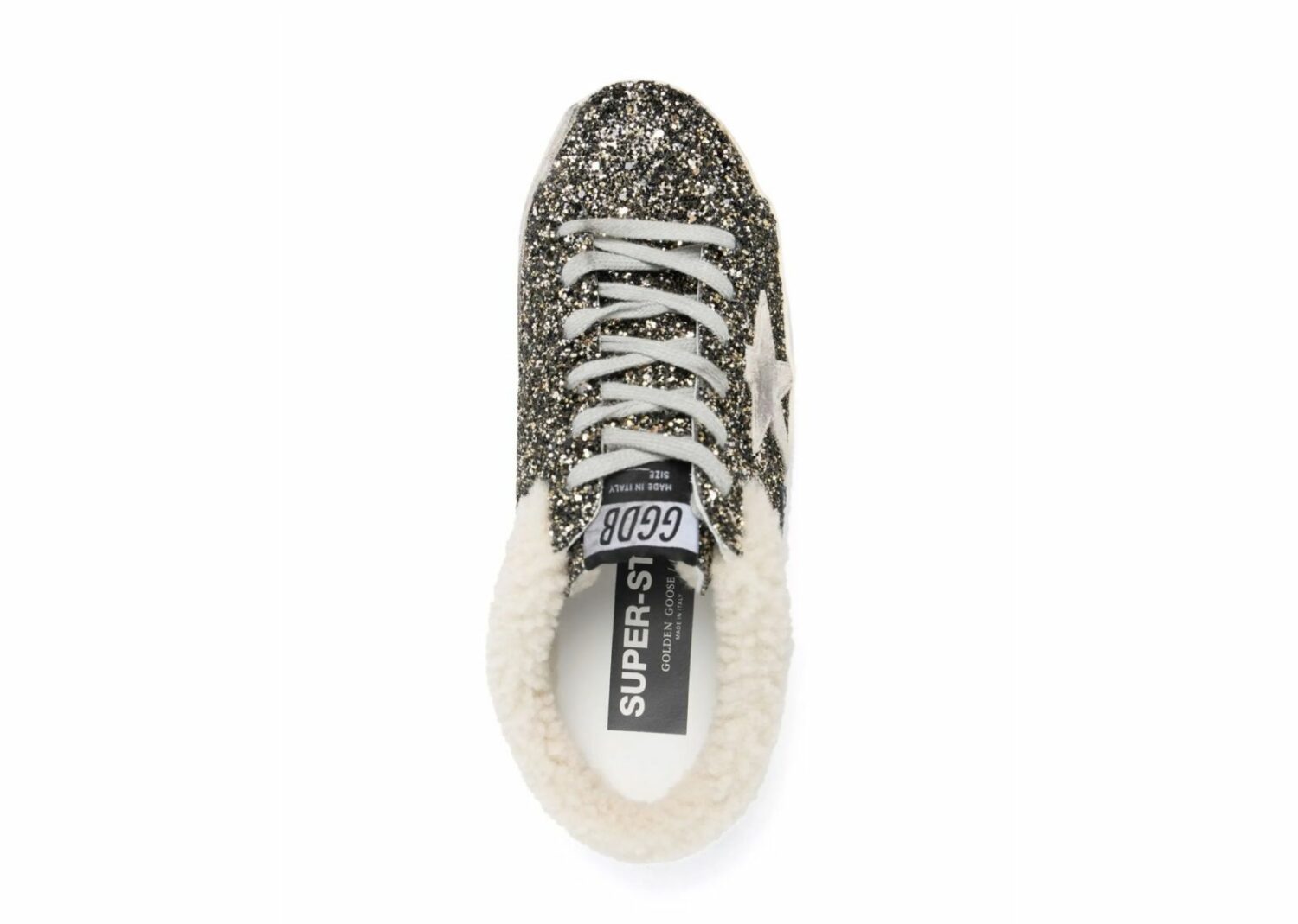 golden goose super star sabot glitter shearling (w)