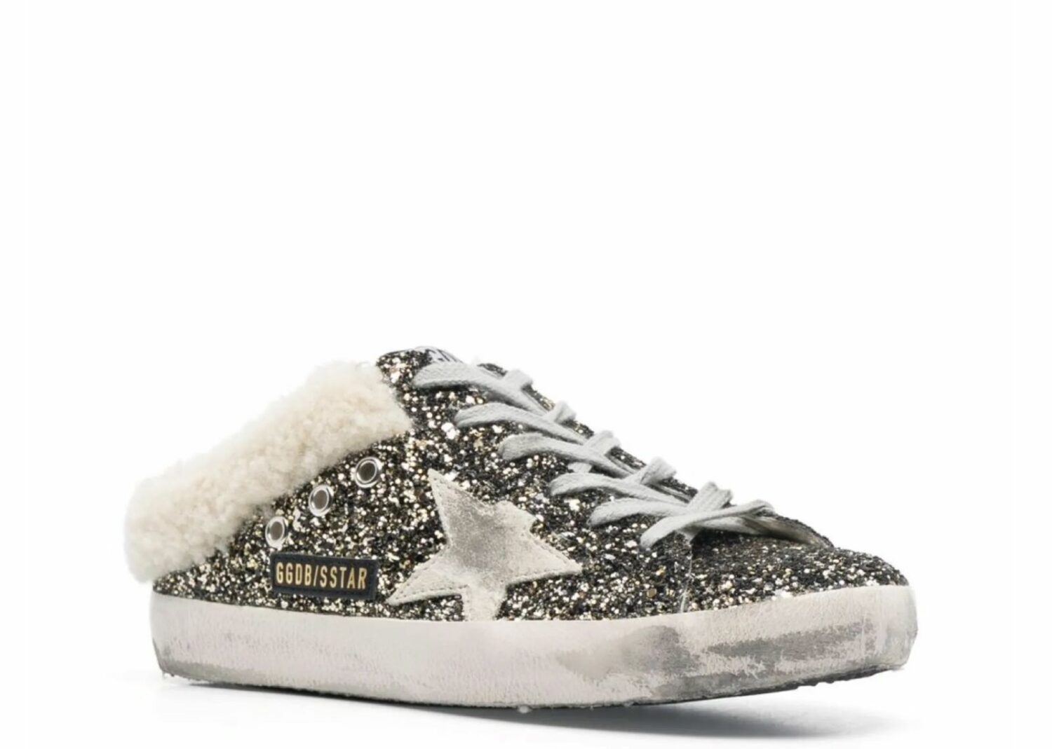 golden goose super star sabot glitter shearling (w)