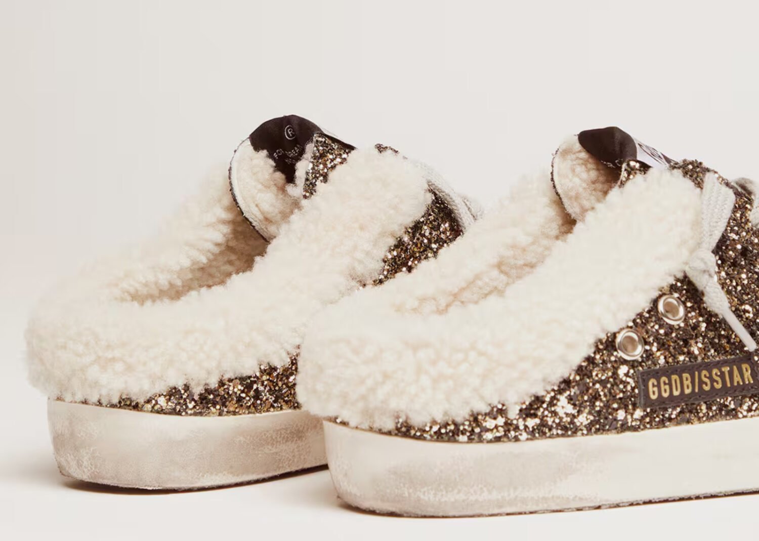 golden goose super star sabot glitter shearling (w)