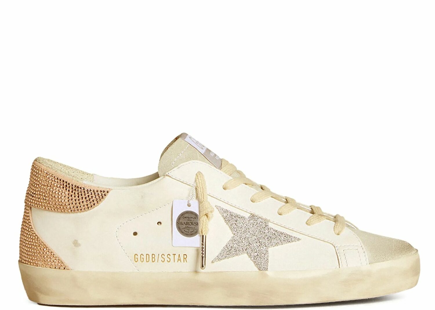 golden goose super star white silver swarovski crystal star (w)