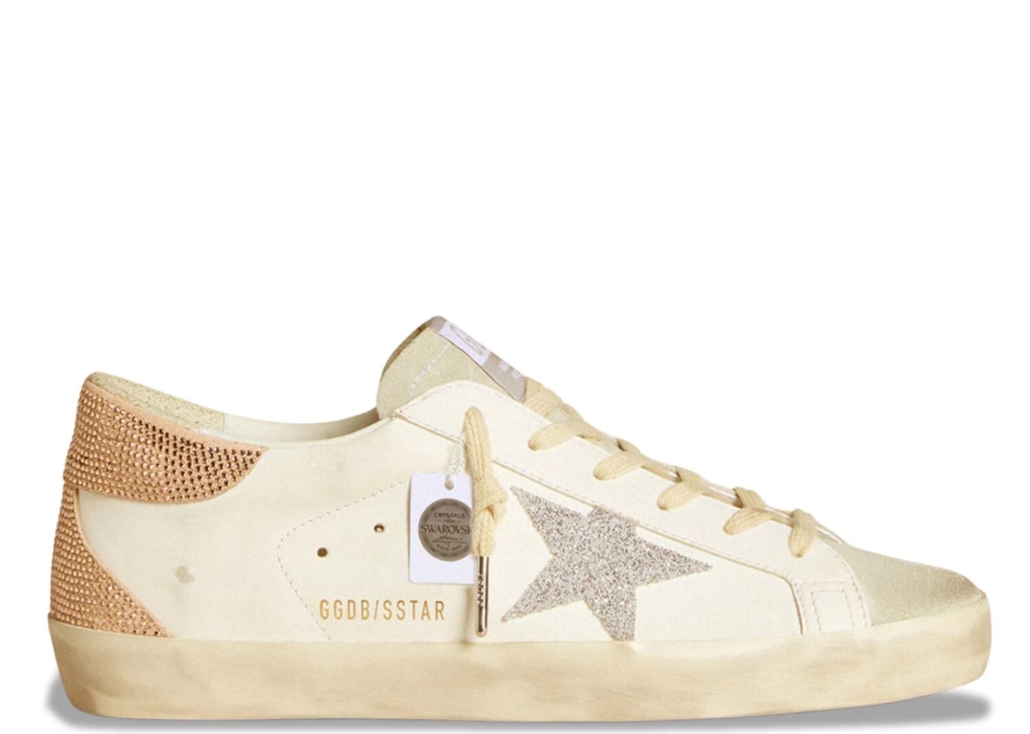 golden goose super star white silver swarovski crystal star (w)