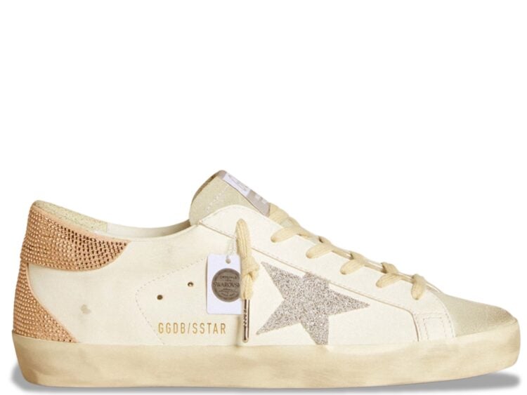 golden goose super star white silver swarovski crystal star (w)