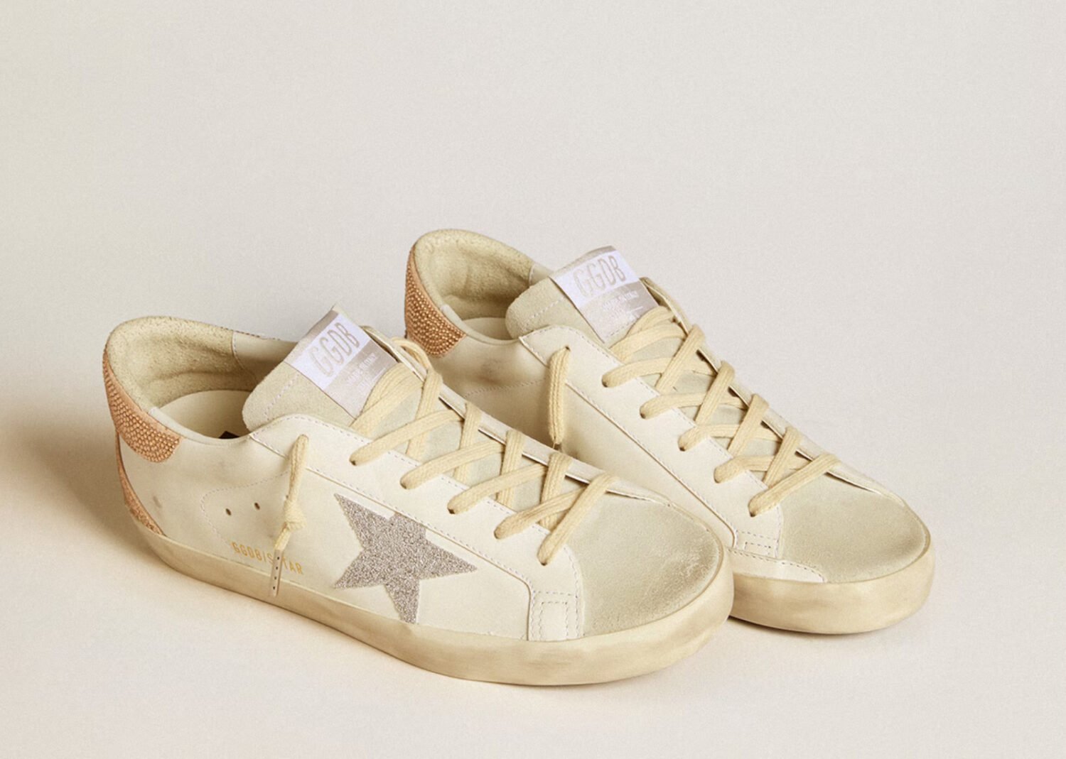 golden goose super star white silver swarovski crystal star (w)