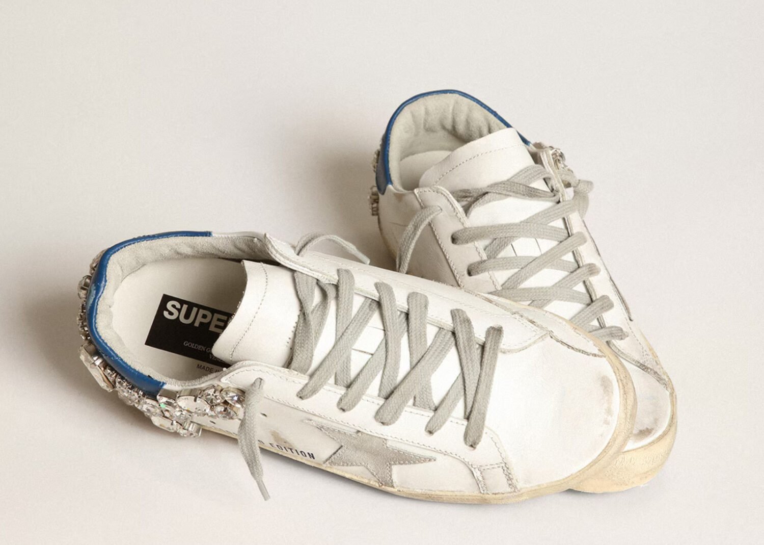 golden goose super star white swarovski stone (w)