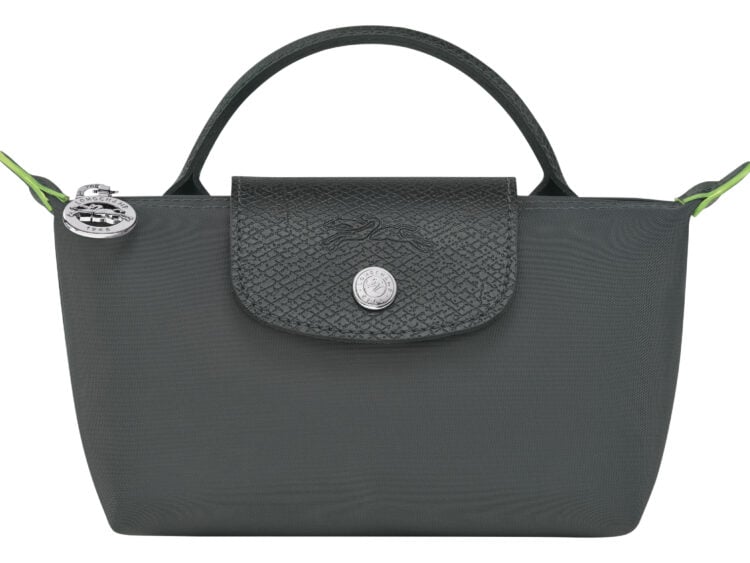 longchamp le pliage green pouch with handle graphite