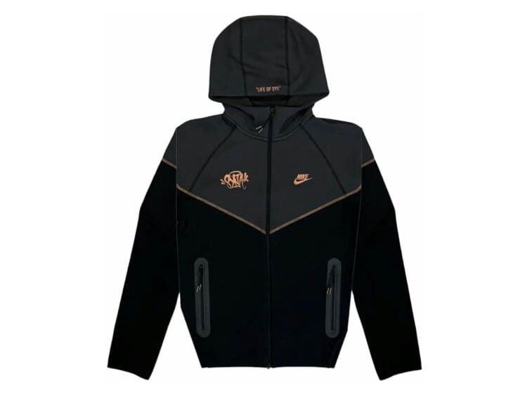 nike sportswear tech fleece x central cee full zip hoodie black