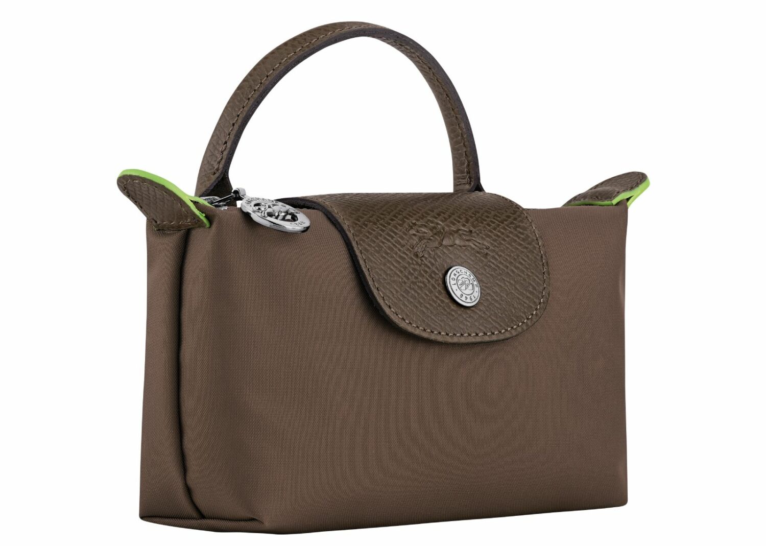 longchamp le pliage green pouch with handle terra
