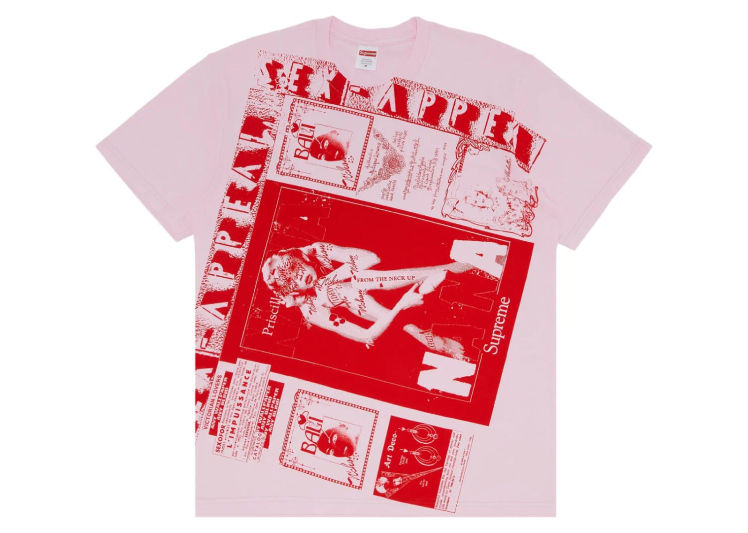 supreme collage tee light pink