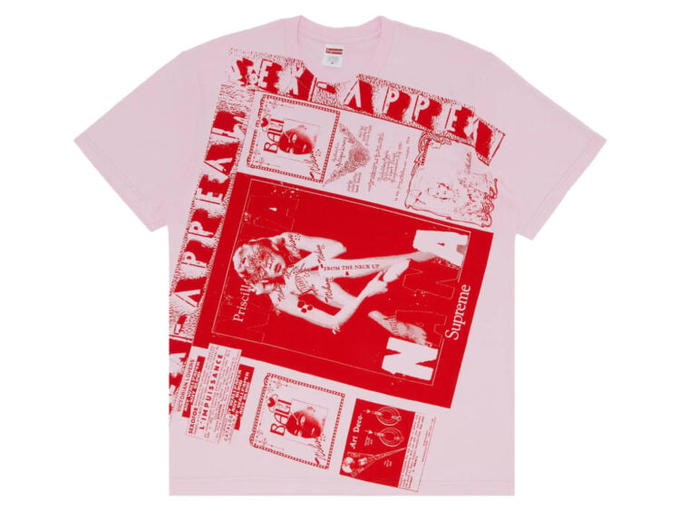 supreme collage tee light pink