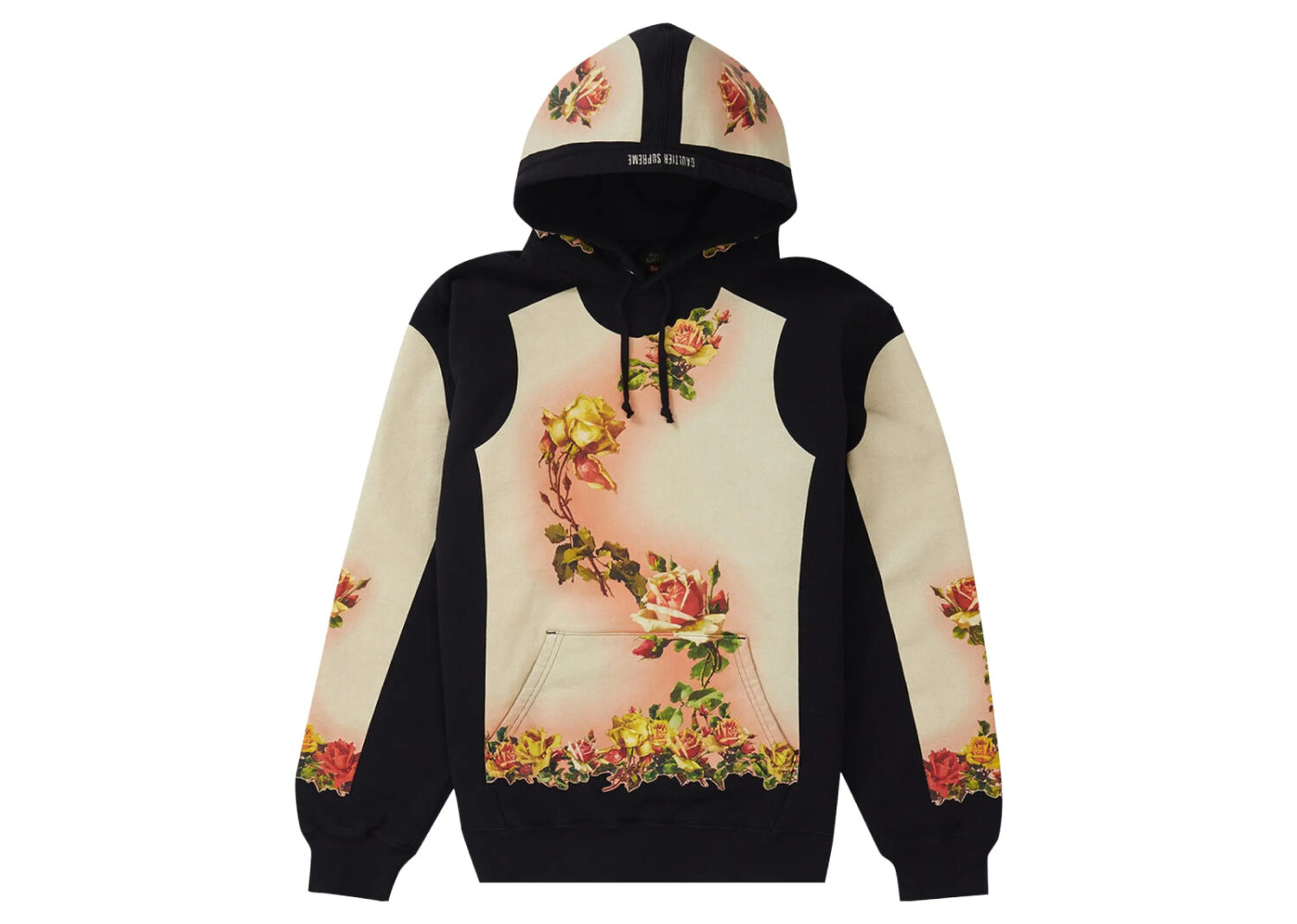 supreme jean paul gaultier floral print hooded sweatshirt black