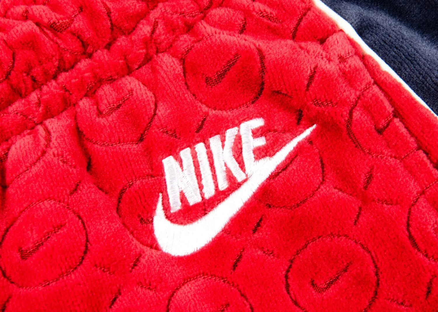 supreme nike velour track pant red